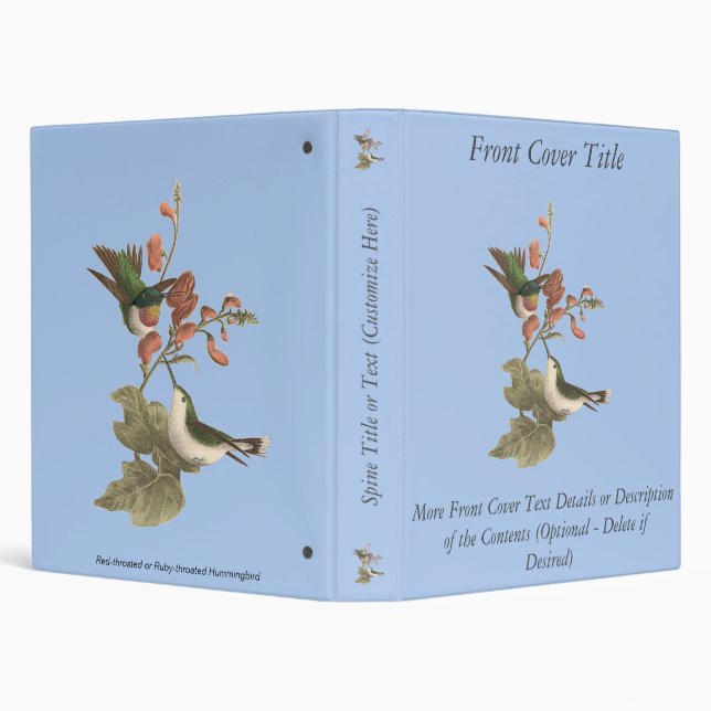 The Red-throated or Ruby-throated Hummingbird 3 Ring Binder (Background)