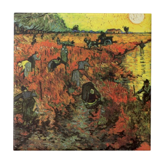 The Red Vineyard by Vincent van Gogh Ceramic Tile (Front)