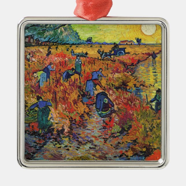 The Red Vineyard by Vincent van Gogh Metal Ornament (Front)