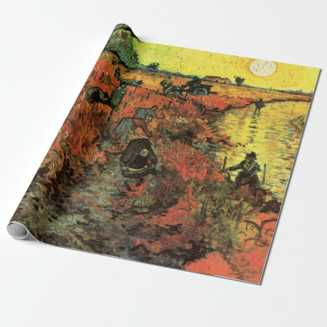 The Red Vineyard by Vincent van Gogh Wrapping Paper (Unrolled)