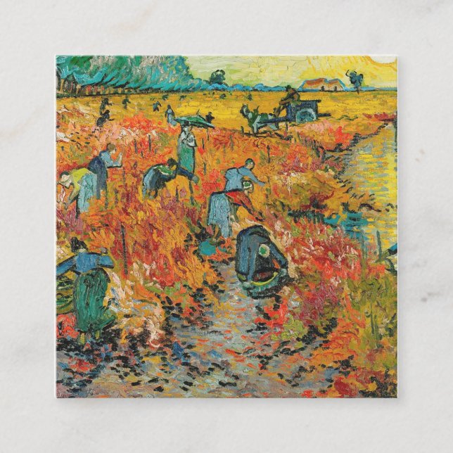 The Red Vineyard Painting By Vincent Van Gogh Square Business Card (Front)