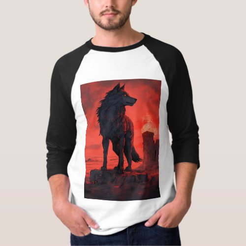 The red wolf t_shirt for men by baklol industries 