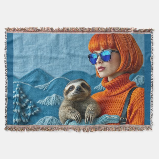 The Redhead and the sloth Throw Blanket (Front)