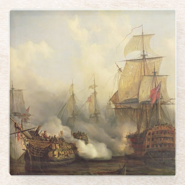 The Redoutable at Trafalgar, 21st October 1805 Glass Coaster (Front)