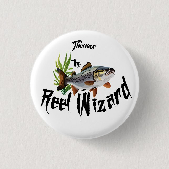 The Reel Wizard Rainbow Trout  Button (Front)