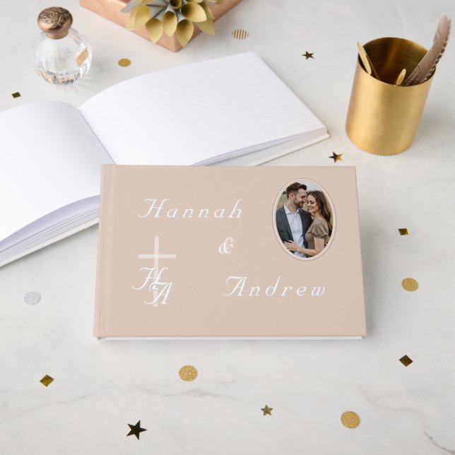 The Refined Catholic Pale Pink Wedding Guest Book (Front Open)