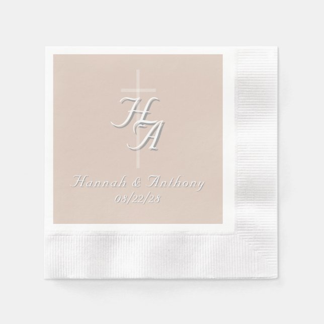 The Refined Catholic Pale-Pink Wedding Napkins (Front)