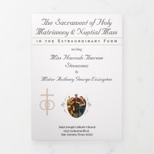 The Refined Catholic Pale Pink Wedding Tri-Fold Program