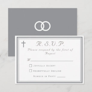 The Refined Catholic Silver Wedding RSVP Card