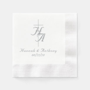The Refined Catholic Silver & White Wedding Napkins