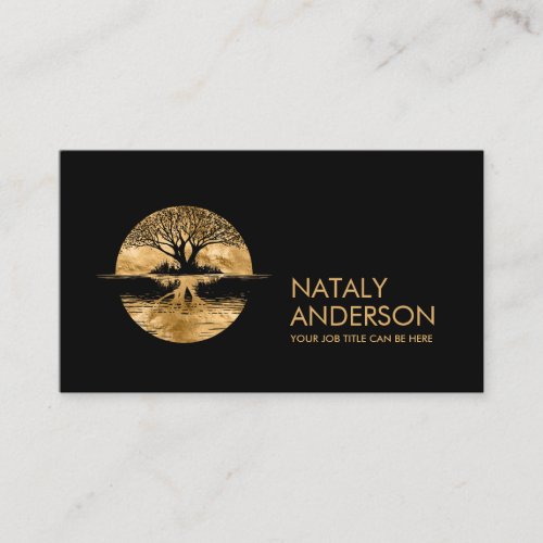 The reflection Tree of life _ all gold Business Card