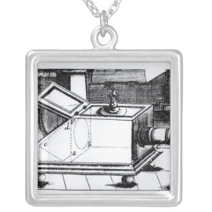 The reflex box camera obscura silver plated necklace