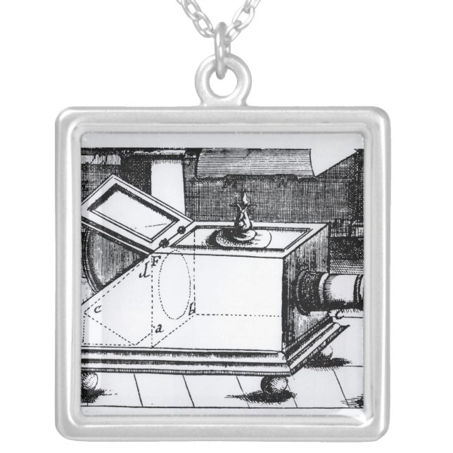 The reflex box camera obscura silver plated necklace (Front)