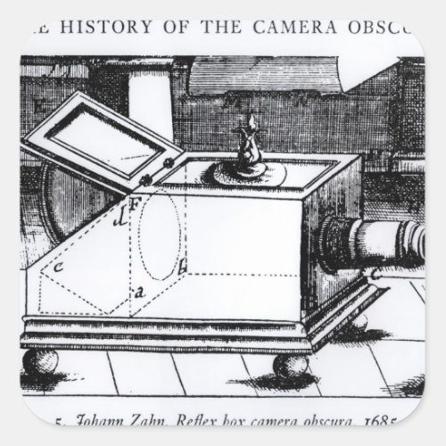 The reflex box camera obscura square sticker