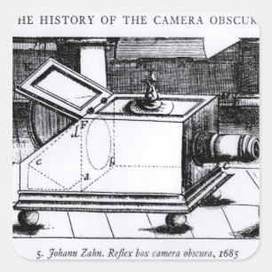 The reflex box camera obscura square sticker