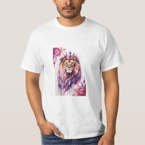 The Regal Guardian Intricate Lion Tattoo Design T_Shirt