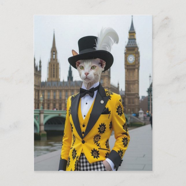 The Regal Sphynx in his dashing suit at Parliament Postcard (Front)