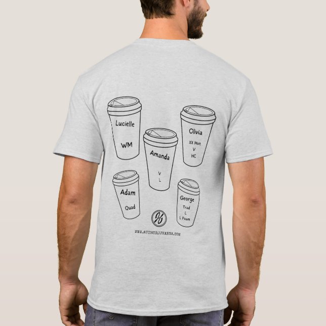 The Regulars of Amanda Lexie - Coffee Cups T-Shirt (Back)