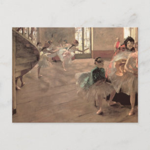 The Rehearsal by Edgar Degas, Vintage Ballet Art Postcard