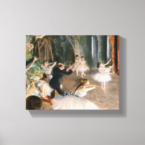 The Rehearsal Onstage by Edgar Degas Canvas Print