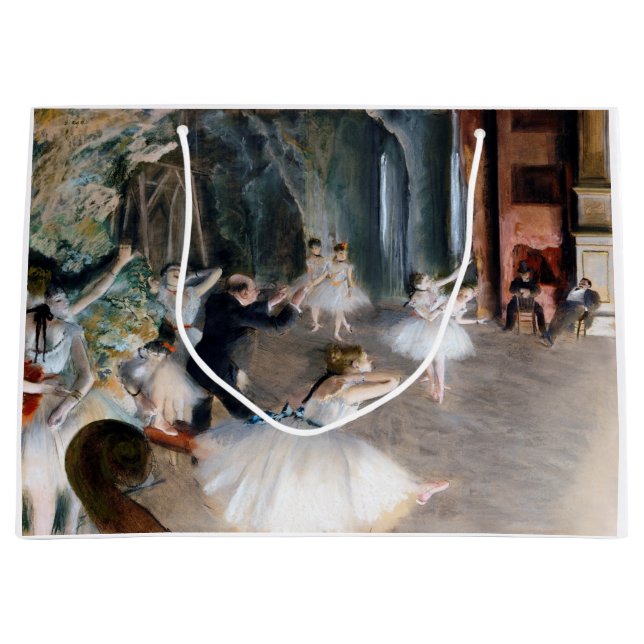 The Rehearsal Onstage, Edgar Degas Large Gift Bag (Front)