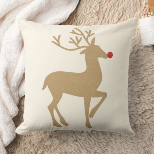 The Reindeer Rustic Red Nose Holiday Throw Pillow