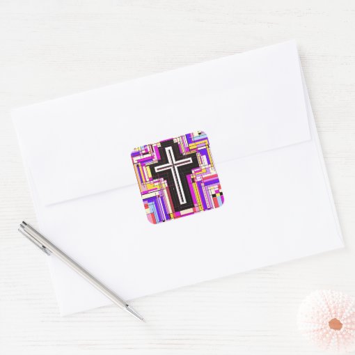 The Religious Christian Cross Square Sticker | Zazzle