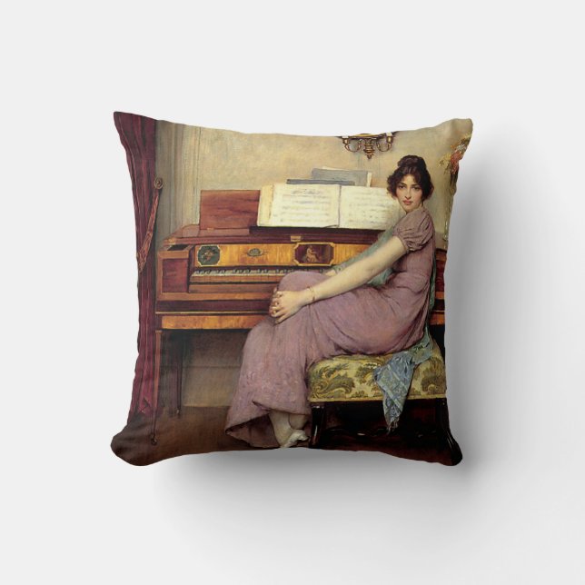 The Reluctant Pianist, fine art painting Throw Pillow (Front)