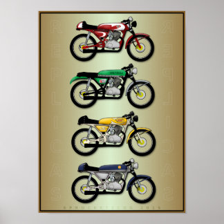 The Replicas (cafe racer motorcycle art poster) Poster