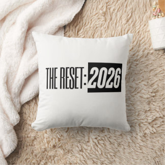 THE RESET: 2026 Black & White Typography Pillow