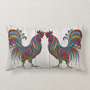 The Resplendent Rooster Lumbar Pillow - Back #2