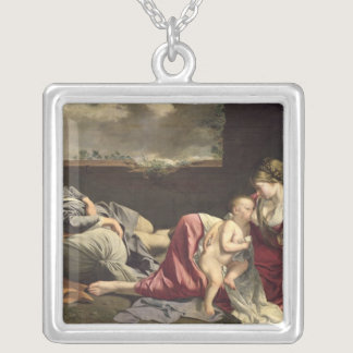 The Rest on the Flight into Egypt, 1628 Silver Plated Necklace