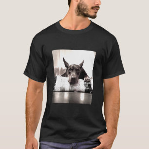 The Resting Doberman In Black And White T-Shirt