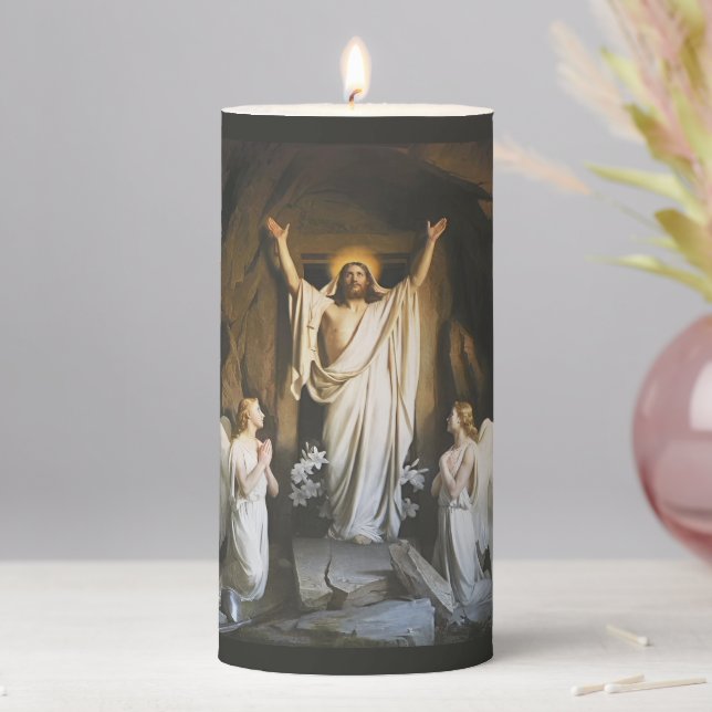 The Resurrection by Carl Bloch, Religious Art Pillar Candle (In Situ)