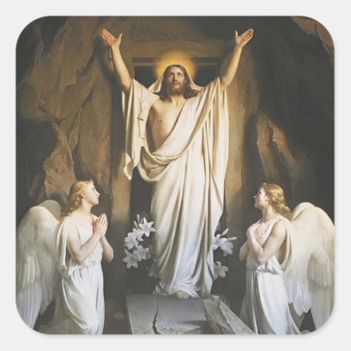 The Resurrection by Carl Bloch Religious Art Square Sticker