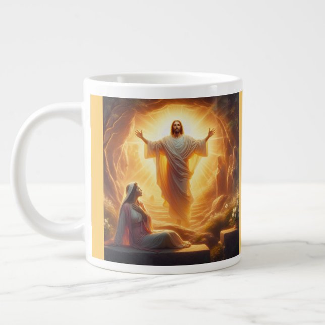 The Resurrection Light: Jesus Christ Rises Giant Coffee Mug (Left)