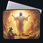 The Resurrection Light: Jesus Christ Rises Laptop Sleeve<br><div class="desc">The Resurrection Light: Jesus Christ Rises Experience the awe-inspiring moment of resurrection with this radiant AI-generated artwork. Depicting Jesus Christ in glorious light, arms outstretched, emerging from the tomb as Mary Magdalene looks on in wonder and reverence. The scene is bathed in a warm, ethereal glow, symbolizing hope, new beginnings,...</div>