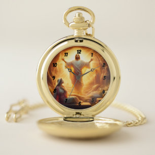 The Resurrection Light: Jesus Christ Rises Pocket Watch