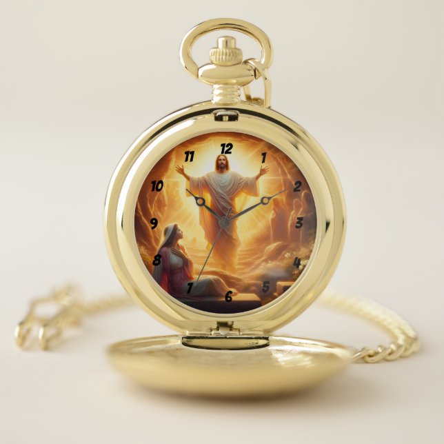 The Resurrection Light: Jesus Christ Rises Pocket Watch (Inside)