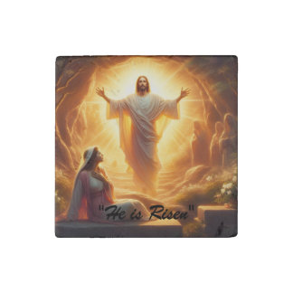 The Resurrection Light: Jesus Christ Rises Stone Magnet