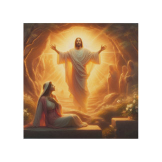 The Resurrection Light: Jesus Christ Rises Wood Wall Art