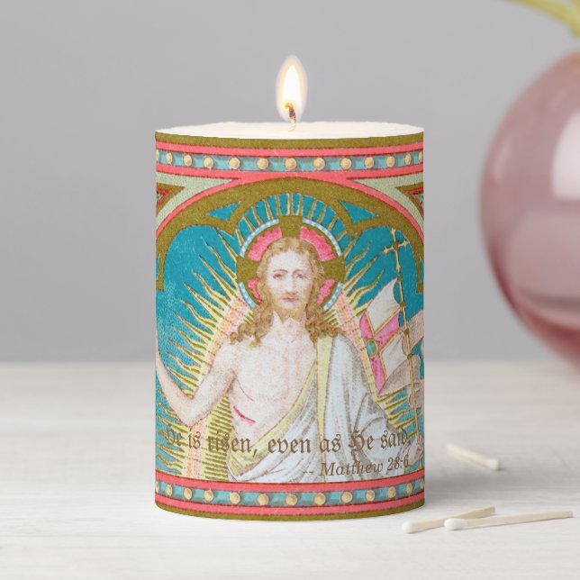 The Resurrection of Christ Jesus (Detail; SAU 041) Pillar Candle (In Situ)