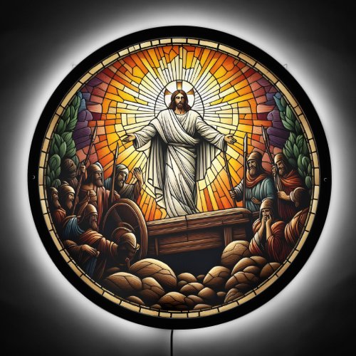 The Resurrection of Jesus Stained Glass LED Sign