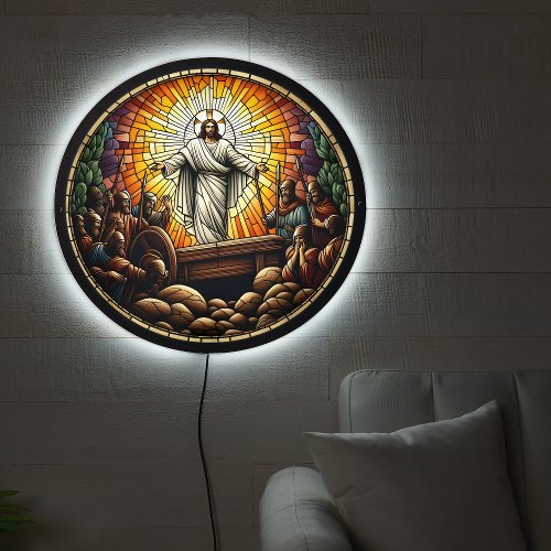 The Resurrection of Jesus Stained Glass LED Sign