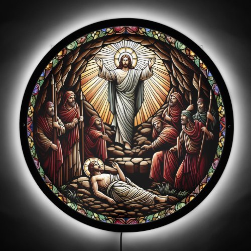 The Resurrection Stained Glass of Jesus  LED Sign