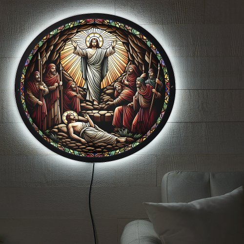 The Resurrection Stained Glass of Jesus  LED Sign