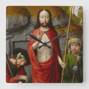 The Resurrection, with the Pilgrims of Emmaus Square Wall Clock