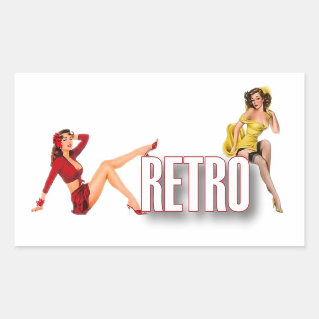 The RETRO Brand Rectangular Sticker (Front)