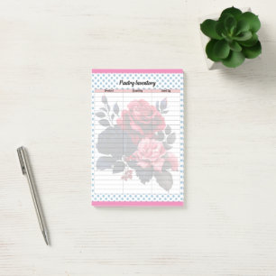 The Retro Pink and Blue Roses Fridge Inventory Lis Post-it Notes