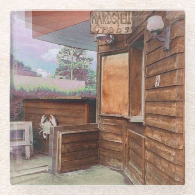 The Retro Shack Glass Coaster (Front)